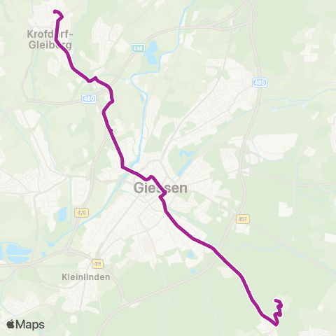 RMVB Wettenberg-Krofdorf-Gleiberg AM Wingert - Gießen Philosophikum map