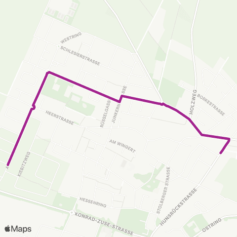 RMVB Wiesbaden-Nordenstadt Konrad-Zuse-Str. / Hainpark - Wiesbaden-Nordenstadt Wallauer Weg map