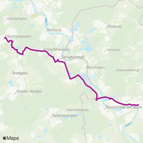 RMVB Mainhausen-Zellhausen Wiesenstraße - Obertshausen Bahnhof map