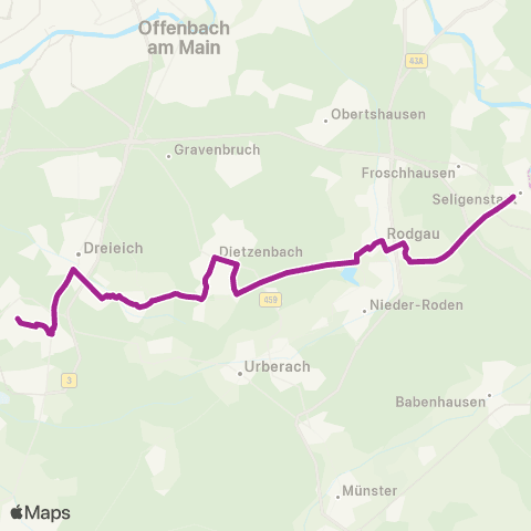 RMVB Langen (Hessen) Bahnhof - Seligenstadt Bahnhof map