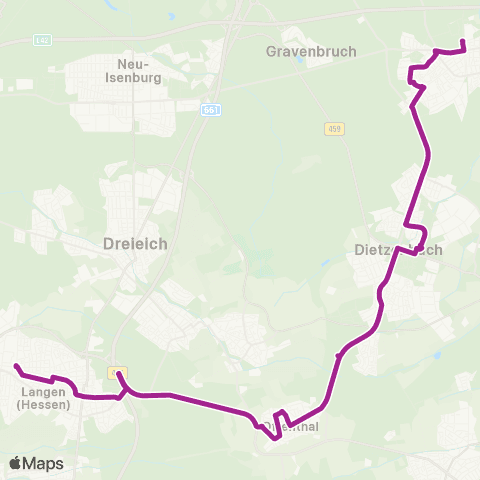 RMVB Langen (Hessen) Bahnhof - Heusenstamm Bahnhof map