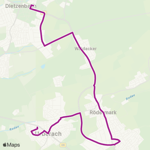 RMVB Dietzenbach Mitte Bahnhof - Rödermark-Urberach Im Taubhaus map