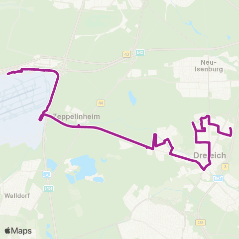 RMVB Dreieich-Sprendlingen Einsteinstraße - Frankfurt (Main) Flughafen Terminal 1 map