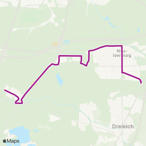 RMVB Neu-Isenburg Waldfriedhof - Neu-Isenburg-Zeppelinheim Bahnhof map
