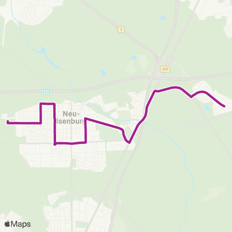 RMVB Neu-Isenburg-Gravenbruch Nachtigallenstraße - Neu-Isenburg Bahnhofstraße map