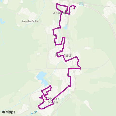 RMVB Rodgau-Nieder-Roden Bahnhof - Rodgau-Weiskirchen Liebigstraße map