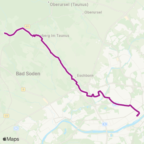 RMVB Königstein (Taunus) Stadtmitte - Frankfurt (Main) Hauptbahnhof / Fernbusterminal map