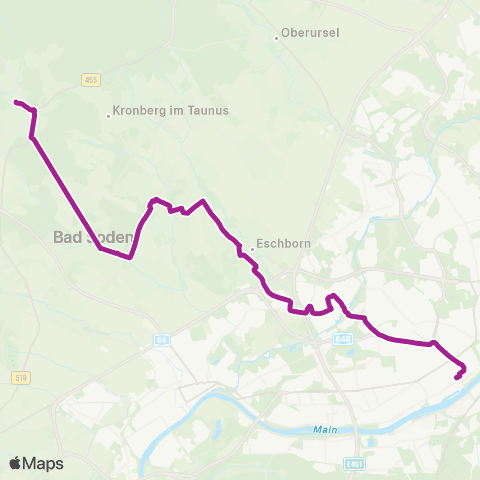 RMVB Königstein (Taunus) Stadtmitte - Frankfurt (Main) Hauptbahnhof / Fernbusterminal map