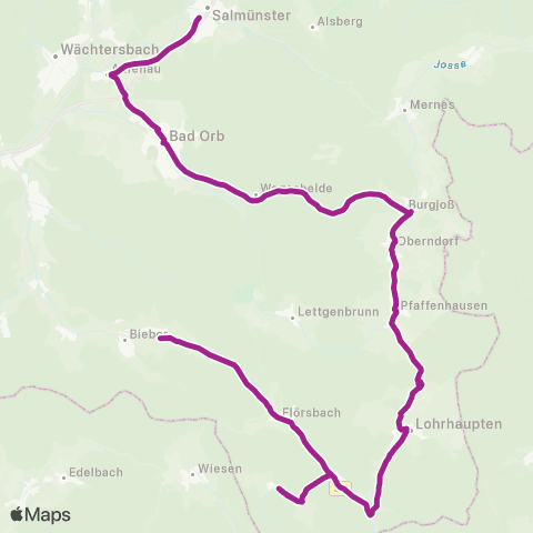 RMVB Gelnhausen Schulzentrum - Bad Orb Busbahnhof map