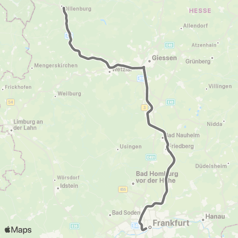 RMVR Dillenburg Bf - Gießen Bf map