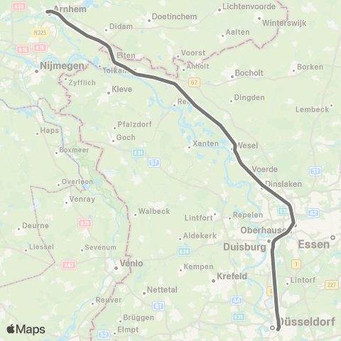 RMVR Oberhausen Hbf - Düsseldorf Hbf map