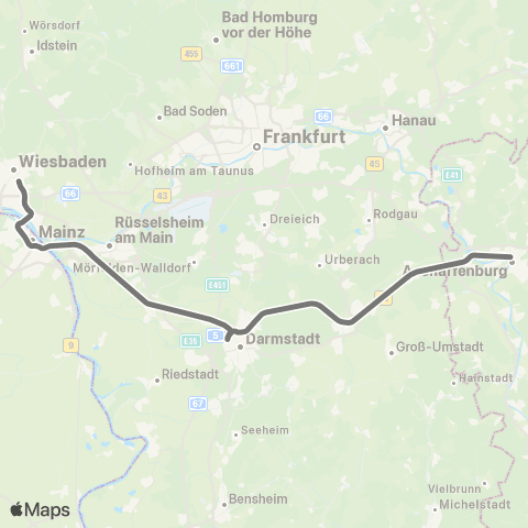 RMVR Aschaffenburg Hbf - Wiesbaden Hbf map