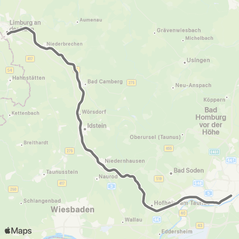 RMVR Limburg Bf - Frankfurt Hbf map