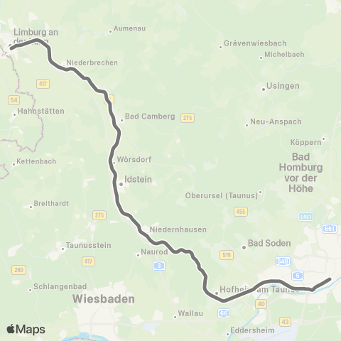RMVR Frankfurt Hbf - Bad Camberg Bf map