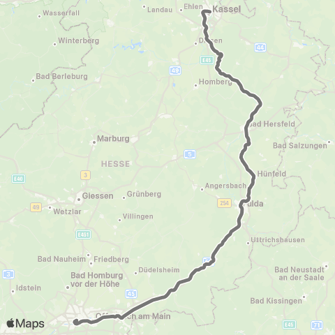 RMVR Frankfurt Hbf - Hanau Hbf map
