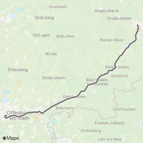 RMVR Frankfurt Hbf - Wächtersbach Bf map