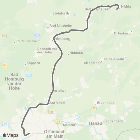 RMVR Nidda Bf - Frankfurt Hbf map