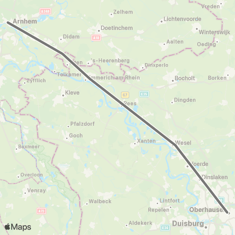 RMVR Arnhem Centraal - Oberhausen Hbf map