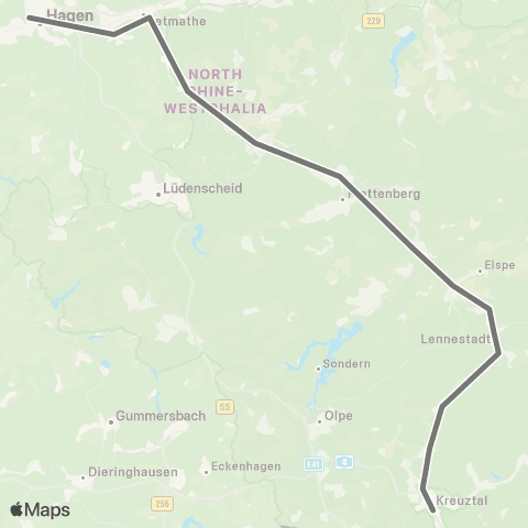 RMVR Iserl., Letmathe Bf - Hagen Hbf map