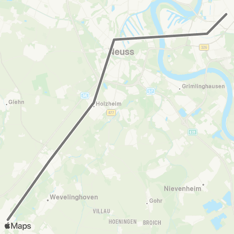 RMVR Neuss Holzheim Bf - Grevenbroich Bf map