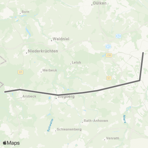 RMVR Mg Hbf / Europaplatz - Wegberg, Dalheim Bf map