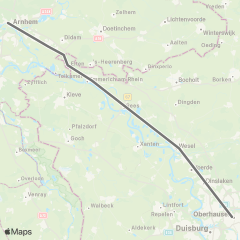 RMVR Oberhausen Hbf - Wesel Bf map