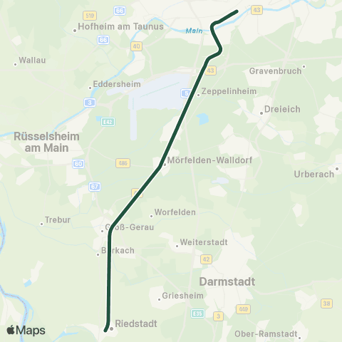 RMVS Frankfurt Stadion - Riedstadt-Goddelau map