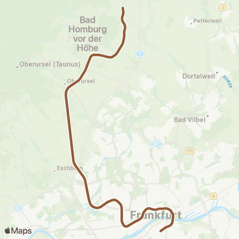 RMVS Frankfurt Süd - Bad Homburg map
