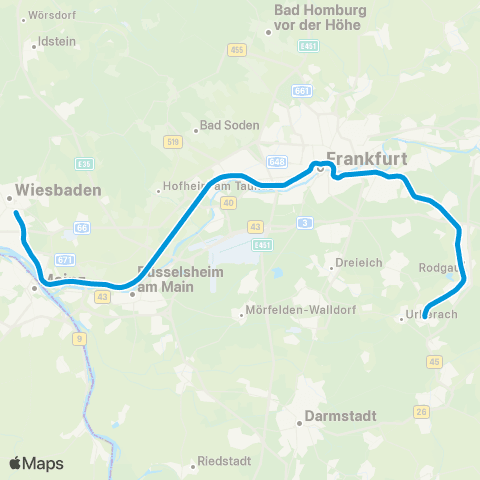 RMVS Wiesbaden Hbf - Rödermark-Ober-Roden map