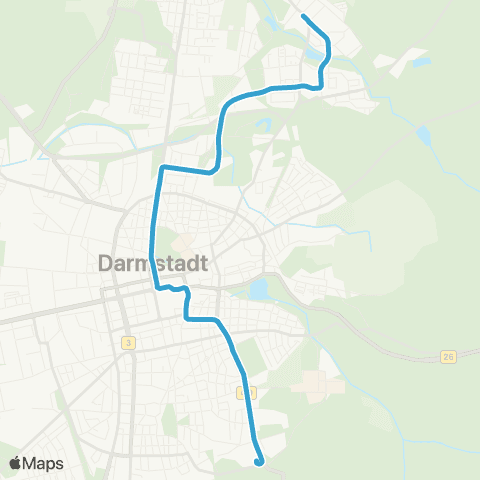 RMV Böllenfalltor - Darmstadt-Kranichstein Bf map