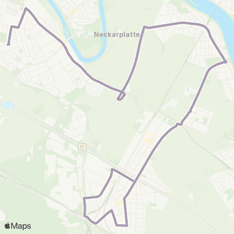 Rhein-Neckar-Verkehr GmbH MA Seckenheim Rathaus - Neckarhausen - Neu-Edingen - MA Friedrichsfeld - Neckarhausen - MA Seckenheim Rathaus map