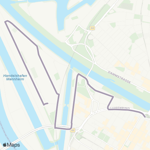 Rhein-Neckar-Verkehr GmbH MA Neuhermsheim - Oststadt - Kurpfalzbrücke - Neckarspitze - Kurpfalzbrücke - Oststadt - MA Neuhermsheim map