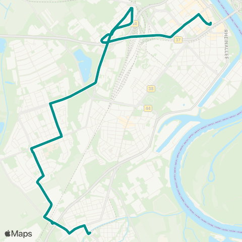 Rhein-Neckar-Verkehr GmbH LU Berliner Platz - LU Hbf - Große Blies - Marienkrankenhaus - Rheingönheim Bf - Rheingönheim map