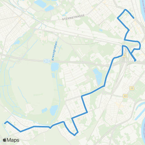 Rhein-Neckar-Verkehr GmbH LU BASF Süd - LU Hbf - Große Blies - Gartenstadt - LU Maudach map
