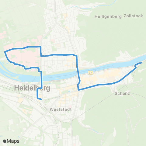 Rhein-Neckar-Verkehr GmbH HD Uniklinikum - Neuenheim - Bismarckplatz - Universitätsplatz map