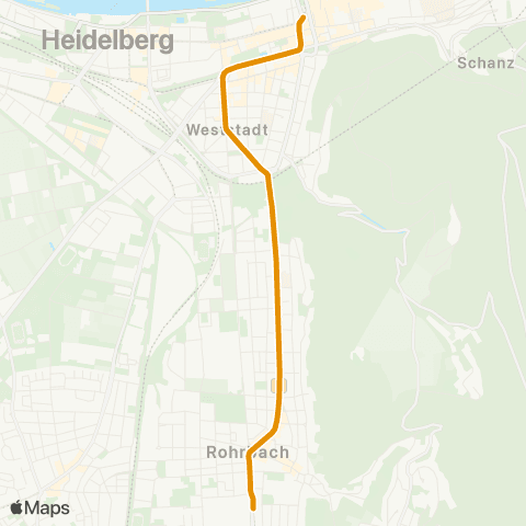 Rhein-Neckar-Verkehr GmbH HD Handschuhsheim - HD Bismarckplatz - HD Rohrbach - Leimen map
