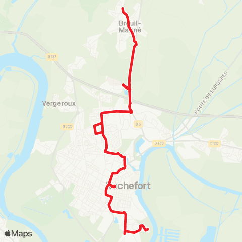 R'bus Rochefort Parc de Fourriers / Rochefort Hôp. / Breuil-Magné La Croix map