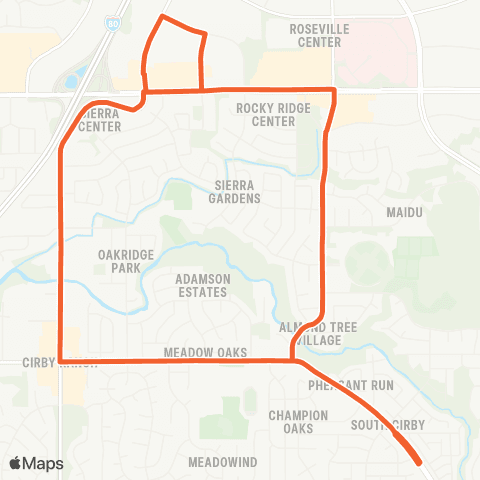 Roseville Transit F map