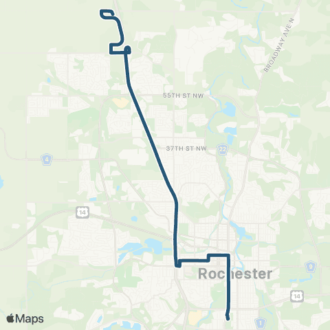 Rochester Public Transit Route 550 map