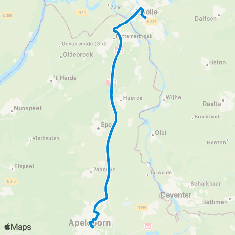 RRReis Apeldoorn - Zwolle map