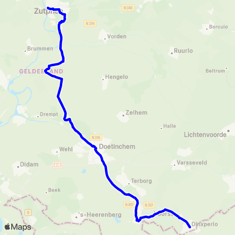RRReis Gendringen via Doetinchem - Zutphen map