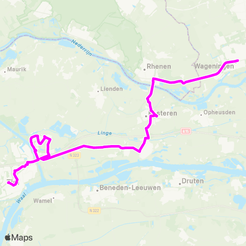 RRReis Tiel via Ochten - Wageningen map