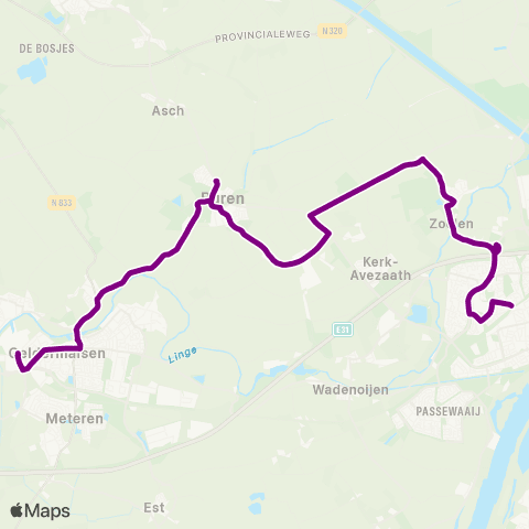 RRReis Tiel via Buren - Geldermalsen map