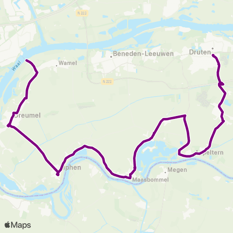 RRReis Druten via Maasbommel - Wamel map