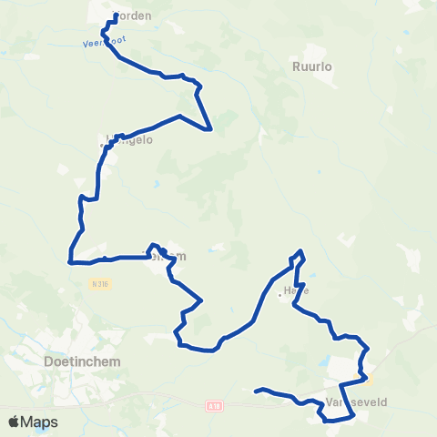 RRReis Vorden  via Zelhem - Westendorp map