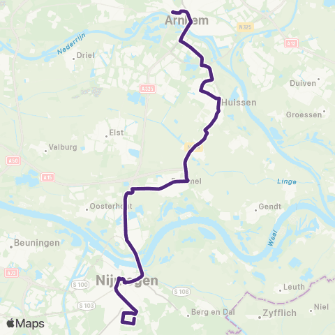 RRReis Arnhem CS - Nijmegen CS - Heyendaal map