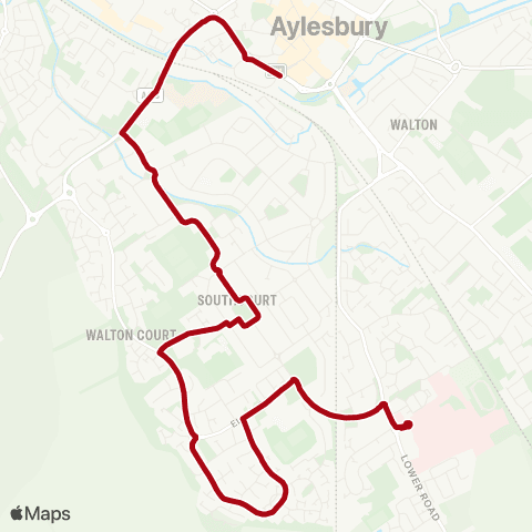 Red Rose Travel Aylesbury Bus Sta - Stoke Mandeville Hosp Main Gate map