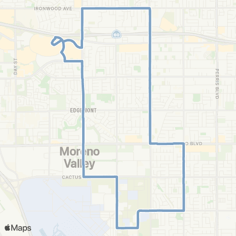 Riverside Transit Agency Moreno Valley-March ARB map