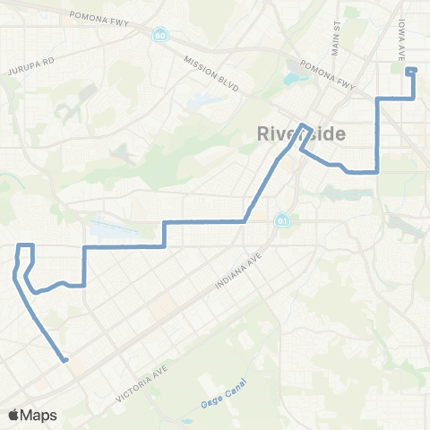 Riverside Transit Agency Hunter Park Metro-Galleria map