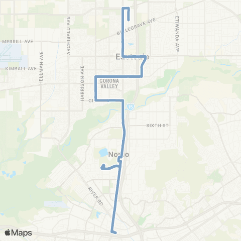 Riverside Transit Agency Corona-Norco-Eastvale map